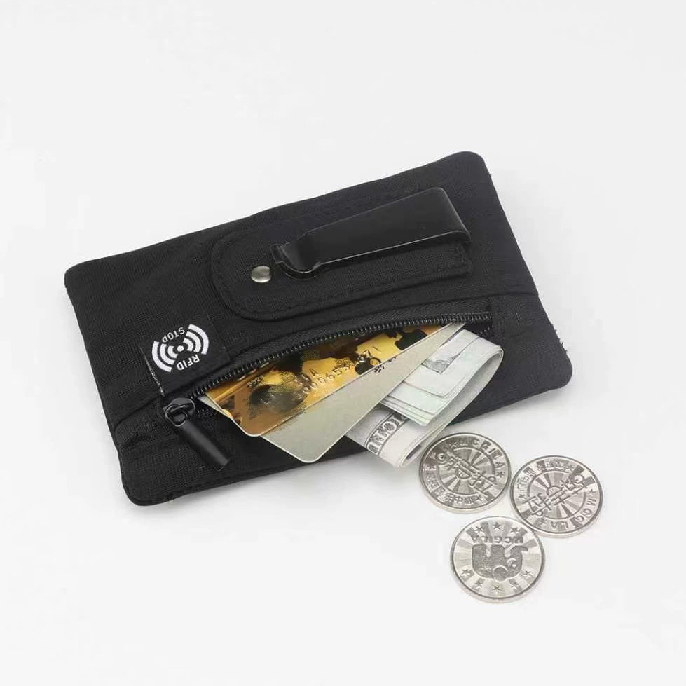 Money Belt Hidden - กระเป๋าซ่อนกันขโมยแบบคลิปหนีบ, กระเป๋าคาดเอวสำหรับเดินทางป้องกัน RFID, กระเป๋าใส่เงินสด บัตร และกุญแจแบบพกพาสำหรับผู้ชายและผู้หญิง