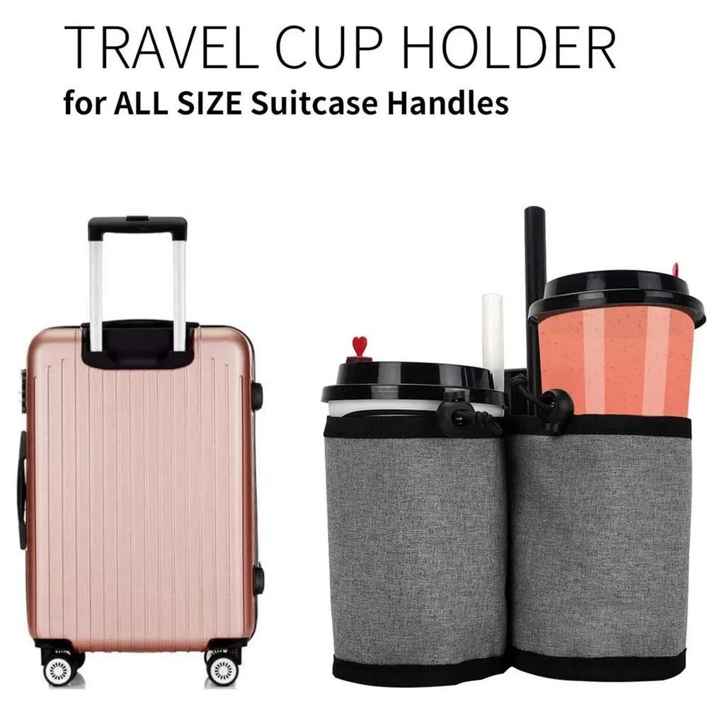 Travel Accessories List - กระเป๋าใส่ขวดน้ำแบบใหม่พร้อมที่จับสำหรับกระเป๋าเดินทาง ช่องเก็บแก้วคู่ กระเป๋าเก็บของแบบปรับได้ สายรัดแบบปรับได้ สำหรับใช้กับกระเป๋าเดินทาง