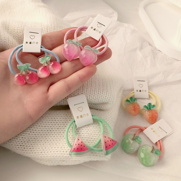 Travel Accessories For Kids - ยางมัดผมรูปแครอทสำหรับเด็ก 5 คู่ ยางรัดผมแบบไม่ลื่นสำหรับเด็กผู้หญิง เครื่องประดับผมผลไม้เนื้อนุ่มสำหรับเด็กเล็ก