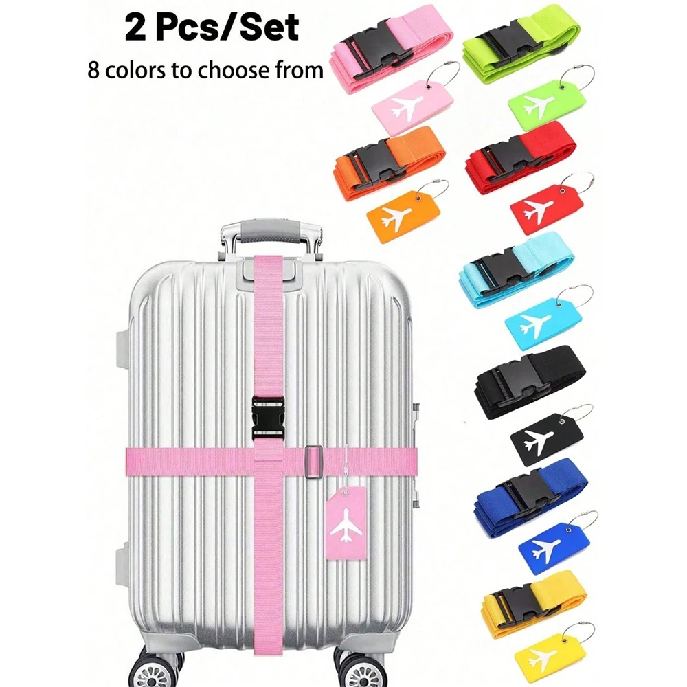 Travel Accessories List - ชุดสายรัดกระเป๋าเดินทางพร้อมป้ายติดกระเป๋า สายรัดกระเป๋าเดินทางหลากสี เหมาะสำหรับกระเป๋าเดินทางหลากหลายประเภท เหมาะสำหรับการเดินทาง