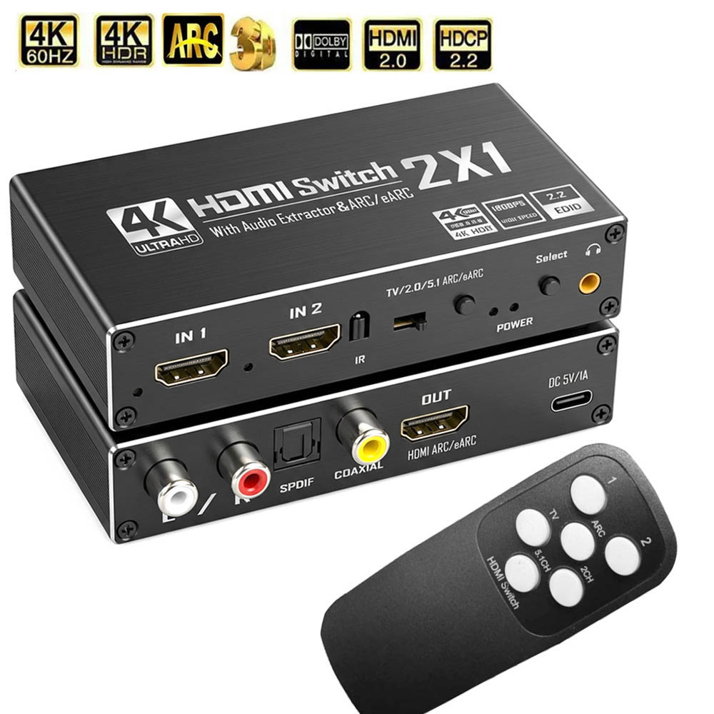 Travel Accessories Uk - สวิตช์ HDMI พร้อมตัวแยกสัญญาณเสียง 4K 60Hz HDMI