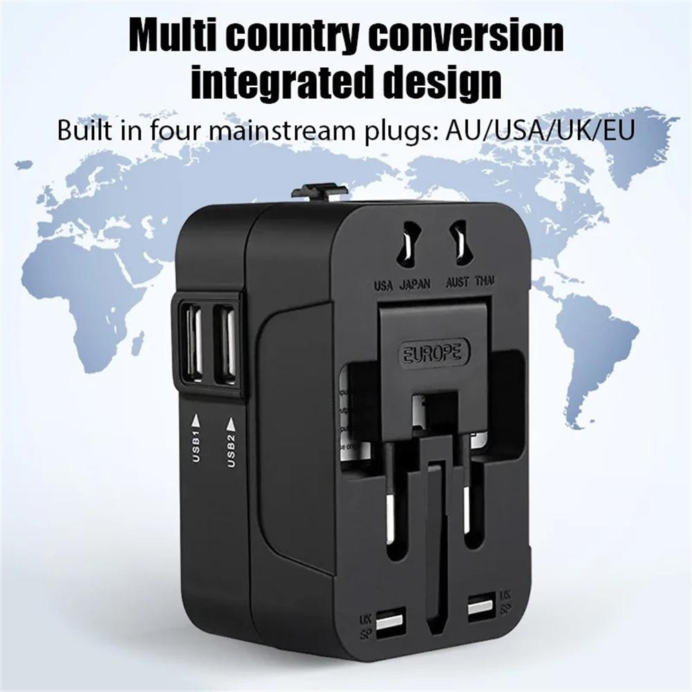 Travel Accessories Uk - อะแดปเตอร์แปลงปลั๊กไฟสากลแบบออลอินวัน 2 พอร์ต USB 1 พอร์ต