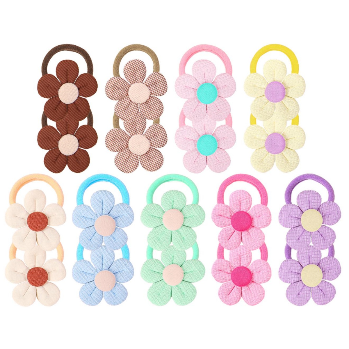 Travel Accessories For Kids - ที่คาดผมลายดอกทานตะวัน 18 ชิ้น สำหรับเด็กผู้หญิง ยางรัดผมไนลอน ที่คาดผมดอกไม้