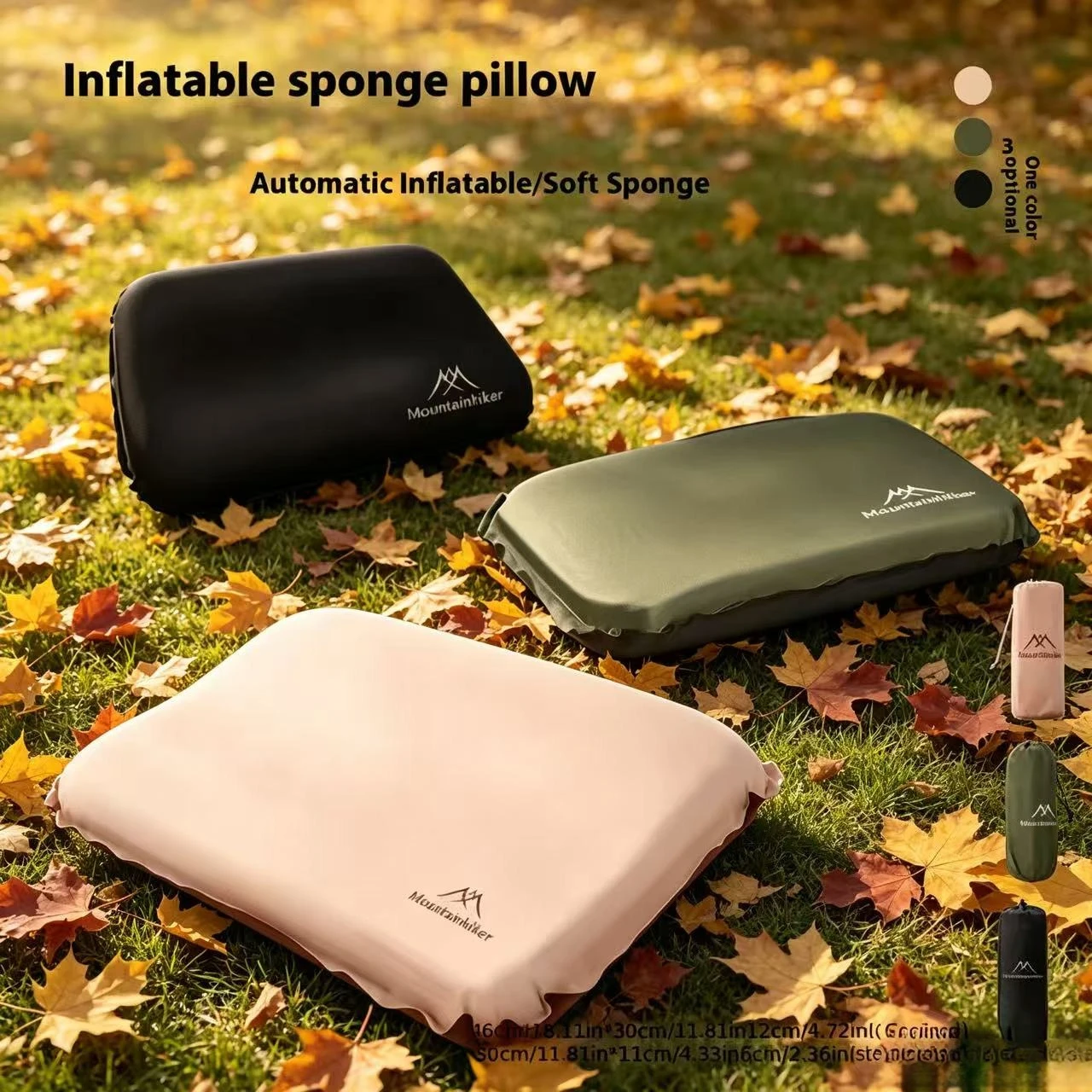 Travel Pillow Inflatable - หมอนเป่าลมอัตโนมัติรุ่นใหม่ของ Mountainhiker สะดวกสบาย เงียบ หมอนผ้าฝ้ายยืดหยุ่นสูง สำหรับการตั้งแคมป์และการเดินทางกลางแจ้ง