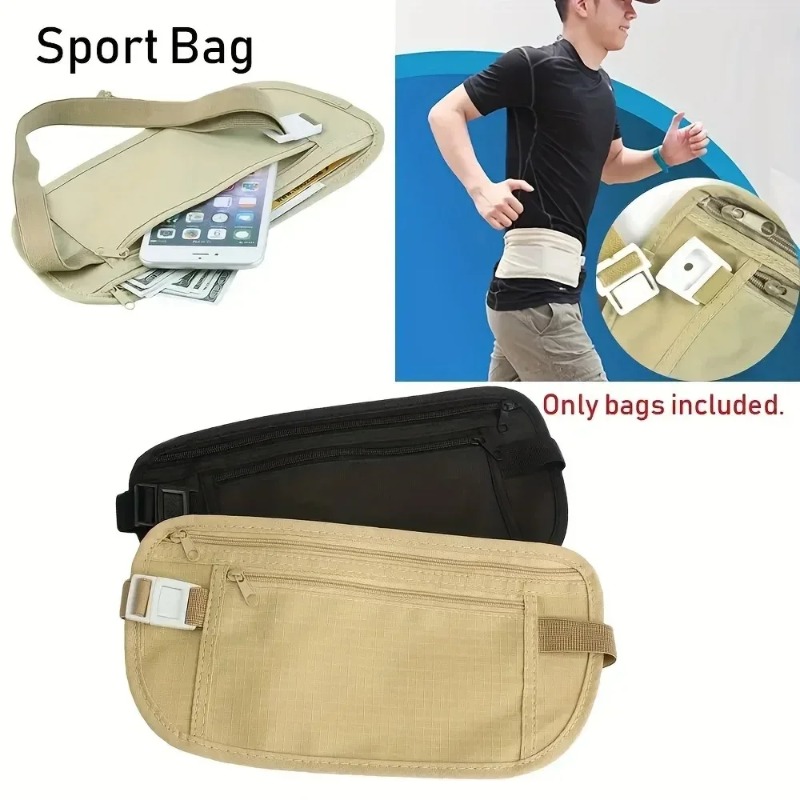 Money Belt Hidden - กระเป๋าคาดเอวสำหรับวิ่งออกกำลังกาย กระเป๋าคาดเอวแบบซ่อนสำหรับเดินทาง ใส่พาสปอร์ต เงิน ของมีค่า กระเป๋าคาดเอวแบบซ่อนเพื่อความปลอดภัย