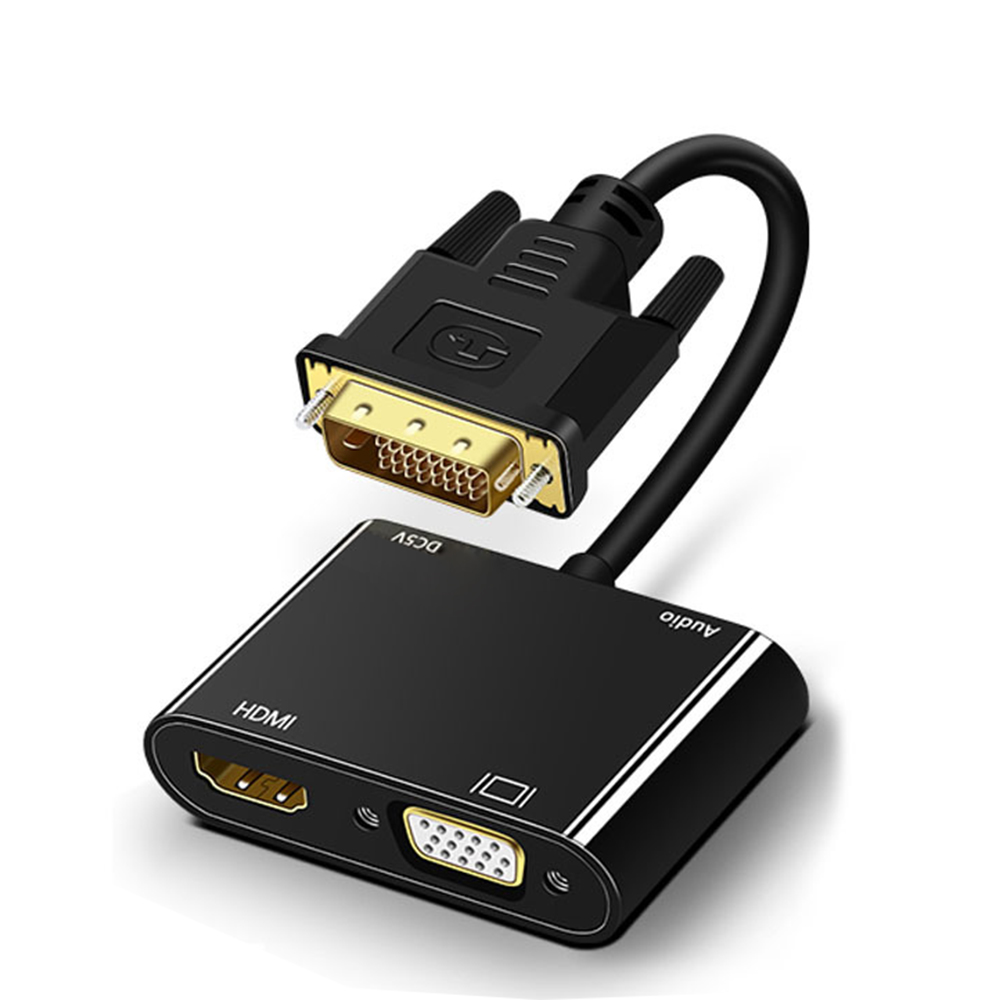 Travel Accessories Uk - 1080P DVI เป็น VGA HDMI Splitter
