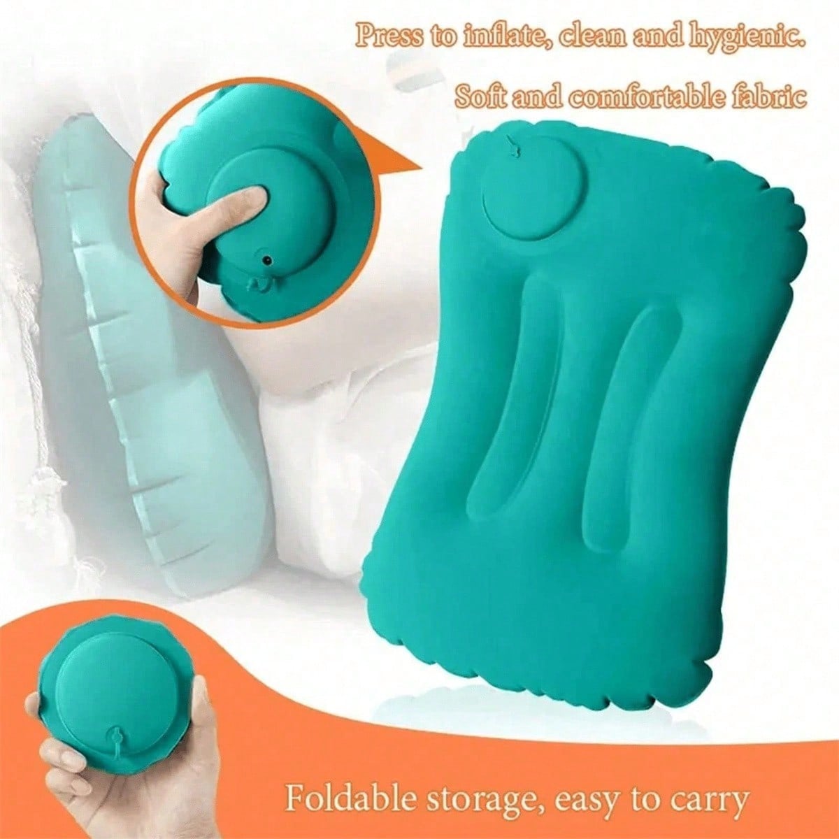 หมอนรองหลังพับได้ 1 ชิ้น แบบกด - Travel Pillow Inflatable บทวิจารณ์และราคา