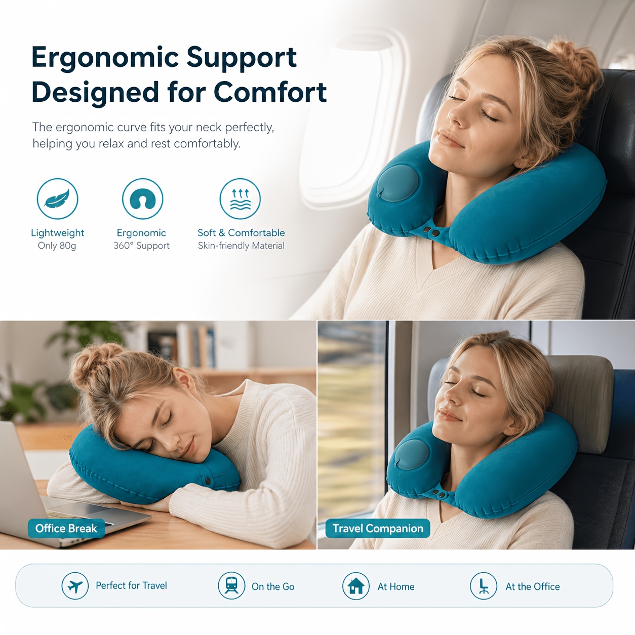SPDJUMPER หมอนรองคอแบบพกพาสำหร - Travel Pillow Inflatable บทวิจารณ์และราคา